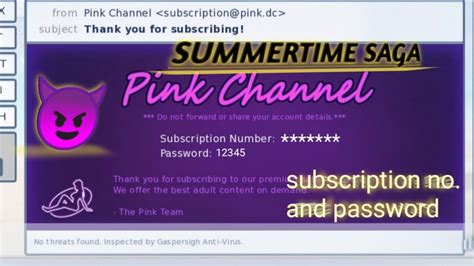 what is pink channel password in summertime saga